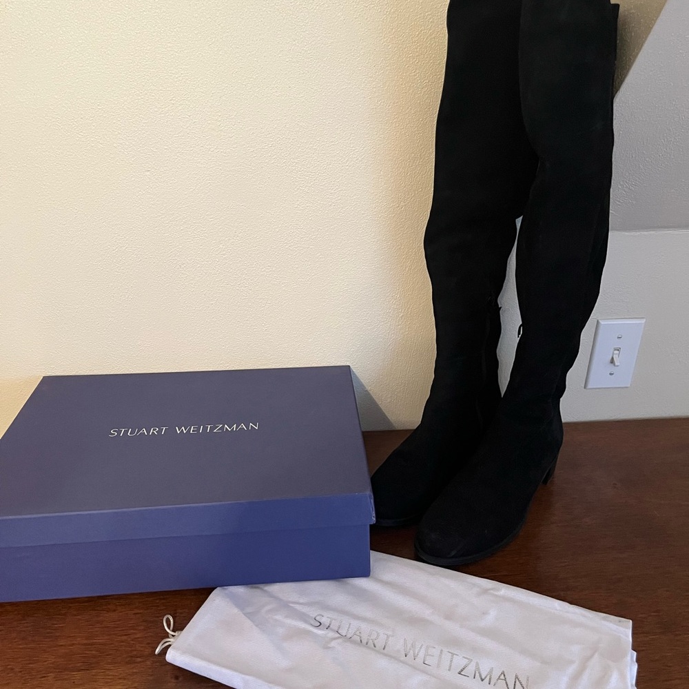 Stuart Weitzman Over-The-Knee Black Suede Boots